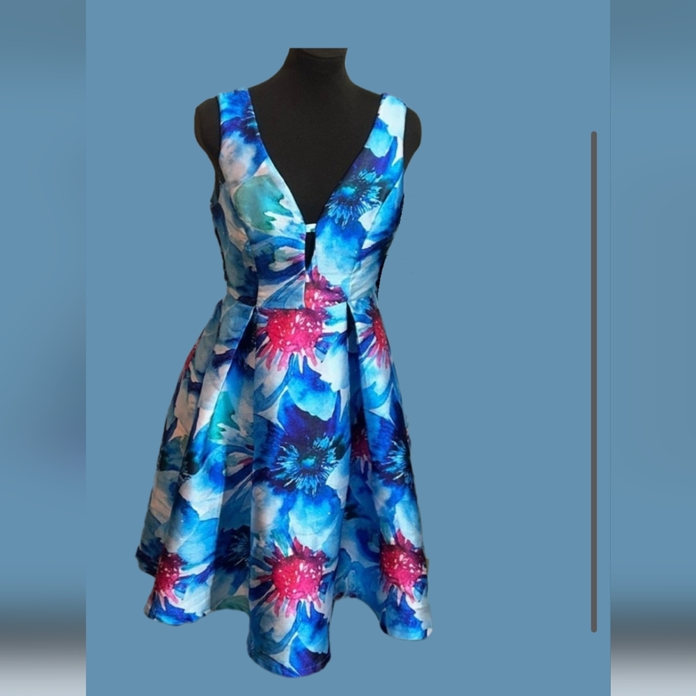 She + Sky Blue Fit and Flare Mini Dress